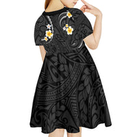 Black And Gray Kid Short Sleeve Dress Curves Polynesian Tattoo Mix Plumeria Flowers