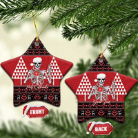 Personalized Hawaii Skull Christmas Ceramic Ornament Mele Kalikimaka Hawaiian Kakau - Polynesian Pride