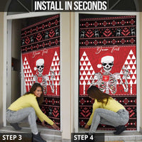 Personalized Hawaii Skull Christmas Door Cover Mele Kalikimaka Hawaiian Kakau - Polynesian Pride