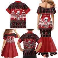 Personalized Hawaii Skull Christmas Family Matching Mermaid Dress and Hawaiian Shirt Mele Kalikimaka Hawaiian Kakau - Polynesian Pride