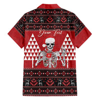 Personalized Hawaii Skull Christmas Family Matching Off Shoulder Short Dress and Hawaiian Shirt Mele Kalikimaka Hawaiian Kakau - Polynesian Pride