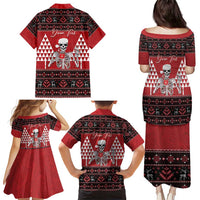 Personalized Hawaii Skull Christmas Family Matching Puletasi and Hawaiian Shirt Mele Kalikimaka Hawaiian Kakau - Polynesian Pride