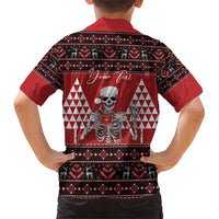 Personalized Hawaii Skull Christmas Family Matching Short Sleeve Bodycon Dress and Hawaiian Shirt Mele Kalikimaka Hawaiian Kakau - Polynesian Pride