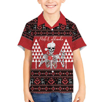 Personalized Hawaii Skull Christmas Family Matching Short Sleeve Bodycon Dress and Hawaiian Shirt Mele Kalikimaka Hawaiian Kakau - Polynesian Pride