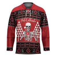 Personalized Hawaii Skull Christmas Hockey Jersey Mele Kalikimaka Hawaiian Kakau LT14 Unisex Red - Polynesian Pride