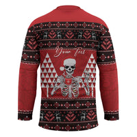 Personalized Hawaii Skull Christmas Hockey Jersey Mele Kalikimaka Hawaiian Kakau LT14 - Polynesian Pride