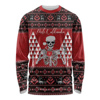 Personalized Hawaii Skull Christmas Long Sleeve Shirt Mele Kalikimaka Hawaiian Kakau - Polynesian Pride