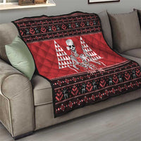 Personalized Hawaii Skull Christmas Quilt Mele Kalikimaka Hawaiian Kakau - Polynesian Pride