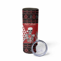 Personalized Hawaii Skull Christmas Skinny Tumbler Mele Kalikimaka Hawaiian Kakau - Polynesian Pride