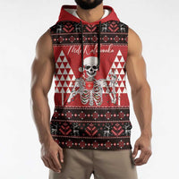 Personalized Hawaii Skull Christmas Sleeveless Hoodie Mele Kalikimaka Hawaiian Kakau - Polynesian Pride