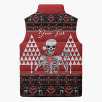 Personalized Hawaii Skull Christmas Sleeveless Puffer Jacket Mele Kalikimaka Hawaiian Kakau - Polynesian Pride