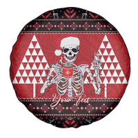 Personalized Hawaii Skull Christmas Spare Tire Cover Mele Kalikimaka Hawaiian Kakau - Polynesian Pride
