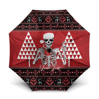 Personalized Hawaii Skull Christmas Umbrella Mele Kalikimaka Hawaiian Kakau LT14 One Size Folded 11.42 inch Opened Diameter 37.4 inch Red - Polynesian Pride
