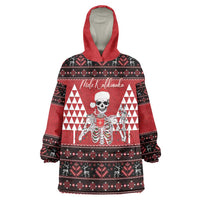 Personalized Hawaii Skull Christmas Wearable Blanket Hoodie Mele Kalikimaka Hawaiian Kakau - Polynesian Pride