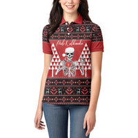 Personalized Hawaii Skull Christmas Women Polo Shirt Mele Kalikimaka Hawaiian Kakau - Polynesian Pride