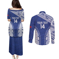 Toa Samoa Rugby Custom Couples Matching Puletasi and Long Sleeve Button Shirt Go Champions Pacific Samoan Pattern - Polynesian Pride