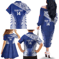 Toa Samoa Rugby Custom Family Matching Off The Shoulder Long Sleeve Dress and Hawaiian Shirt Go Champions Pacific Samoan Pattern - Polynesian Pride