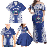 Toa Samoa Rugby Custom Family Matching Off Shoulder Maxi Dress and Hawaiian Shirt Go Champions Pacific Samoan Pattern - Polynesian Pride