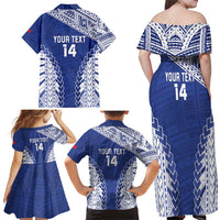 Toa Samoa Rugby Custom Family Matching Off Shoulder Maxi Dress and Hawaiian Shirt Go Champions Pacific Samoan Pattern - Polynesian Pride