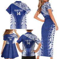 Toa Samoa Rugby Custom Family Matching Short Sleeve Bodycon Dress and Hawaiian Shirt Go Champions Pacific Samoan Pattern - Polynesian Pride