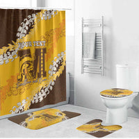 Personalized Mililani Hawaii High School Bathroom Set Puakenikeni Lei Hawaiian Pattern LT14 Bathroom Set (4 pcs) Yellow - Polynesian Pride