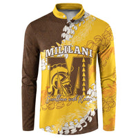 Personalized Mililani Hawaii High School Button Sweatshirt Puakenikeni Lei Hawaiian Pattern LT14 Yellow - Polynesian Pride