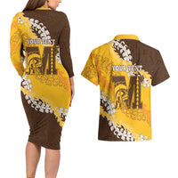 Personalized Mililani Hawaii High School Couples Matching Long Sleeve Bodycon Dress and Hawaiian Shirt Puakenikeni Lei Hawaiian Pattern LT14 - Polynesian Pride