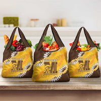 Personalized Mililani Hawaii High School Grocery Bag Puakenikeni Lei Hawaiian Pattern LT14 3-pack One Size Yellow - Polynesian Pride