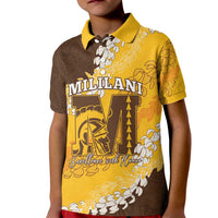 Personalized Mililani Hawaii High School Kid Polo Shirt Puakenikeni Lei Hawaiian Pattern LT14 Kid Yellow - Polynesian Pride