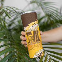 Personalized Mililani Hawaii High School Skinny Tumbler Puakenikeni Lei Hawaiian Pattern LT14 - Polynesian Pride