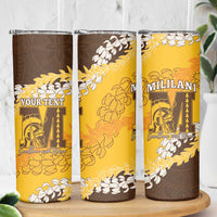 Personalized Mililani Hawaii High School Skinny Tumbler Puakenikeni Lei Hawaiian Pattern LT14 - Polynesian Pride