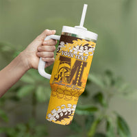Personalized Mililani Hawaii High School Tumbler With Handle Puakenikeni Lei Hawaiian Pattern LT14 - Polynesian Pride