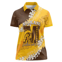 Personalized Mililani Hawaii High School Women Polo Shirt Puakenikeni Lei Hawaiian Pattern LT14 Female Yellow - Polynesian Pride