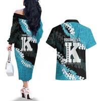 Personalized Kapolei Hawaii High School Couples Matching Off The Shoulder Long Sleeve Dress and Hawaiian Shirt Puakenikeni Lei Hawaiian Pattern LT14 - Polynesian Pride