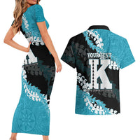 Personalized Kapolei Hawaii High School Couples Matching Short Sleeve Bodycon Dress and Hawaiian Shirt Puakenikeni Lei Hawaiian Pattern LT14 - Polynesian Pride