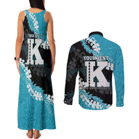 Personalized Kapolei Hawaii High School Couples Matching Tank Maxi Dress and Long Sleeve Button Shirt Puakenikeni Lei Hawaiian Pattern LT14 - Polynesian Pride