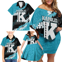 Personalized Kapolei Hawaii High School Family Matching Off Shoulder Short Dress and Hawaiian Shirt Puakenikeni Lei Hawaiian Pattern - Polynesian Pride