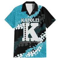 Personalized Kapolei Hawaii High School Family Matching Puletasi and Hawaiian Shirt Puakenikeni Lei Hawaiian Pattern LT14 Dad's Shirt - Short Sleeve Teal - Polynesian Pride