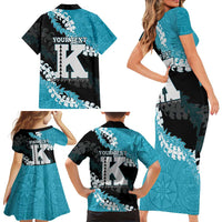 Personalized Kapolei Hawaii High School Family Matching Short Sleeve Bodycon Dress and Hawaiian Shirt Puakenikeni Lei Hawaiian Pattern - Polynesian Pride