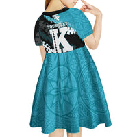 Personalized Kapolei Hawaii High School Kid Short Sleeve Dress Puakenikeni Lei Hawaiian Pattern LT14 - Polynesian Pride