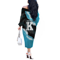 Personalized Kapolei Hawaii High School Off The Shoulder Long Sleeve Dress Puakenikeni Lei Hawaiian Pattern - Polynesian Pride