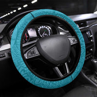 Kapolei Hawaii High School Steering Wheel Cover Puakenikeni Lei Hawaiian Pattern LT14 Universal Fit Teal - Polynesian Pride