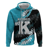 Personalized Kapolei Hawaii High School Zip Hoodie Puakenikeni Lei Hawaiian Pattern LT14 Pullover Hoodie Teal - Polynesian Pride