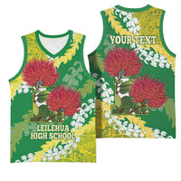Personalized Leilehua Hawaii High School Basketball Jersey Puakenikeni Lei Hawaiian Pattern LT14 - Polynesian Pride