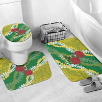 Personalized Leilehua Hawaii High School Bathroom Set Puakenikeni Lei Hawaiian Pattern LT14 Mat Set Only (3 pcs) One Size Green - Polynesian Pride