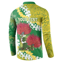 Personalized Leilehua Hawaii High School Button Sweatshirt Puakenikeni Lei Hawaiian Pattern LT14 - Polynesian Pride