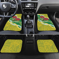 Personalized Leilehua Hawaii High School Car Mats Puakenikeni Lei Hawaiian Pattern LT14 Set 4pcs Green - Polynesian Pride