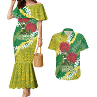 Personalized Leilehua Hawaii High School Couples Matching Mermaid Dress and Hawaiian Shirt Puakenikeni Lei Hawaiian Pattern LT14 Green - Polynesian Pride