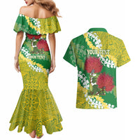 Personalized Leilehua Hawaii High School Couples Matching Mermaid Dress and Hawaiian Shirt Puakenikeni Lei Hawaiian Pattern LT14 - Polynesian Pride