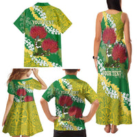 Personalized Leilehua Hawaii High School Family Matching Tank Maxi Dress and Hawaiian Shirt Puakenikeni Lei Hawaiian Pattern LT14 - Polynesian Pride